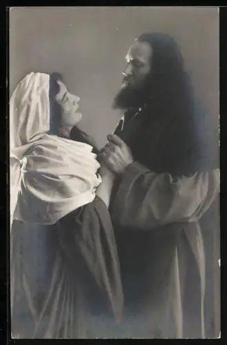 AK Oberammergau, Passionsspiel 1910, Abschied Jesu von Maria, Szenenfoto