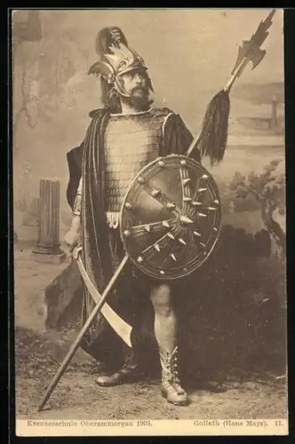 AK Oberammergau, Kreuzesschule 1905, Goliath