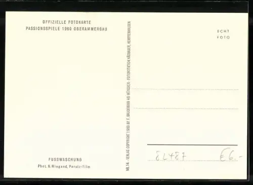 AK Oberammergau, Passionsspiele 1960, Fusswaschung