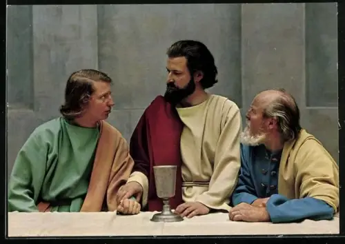AK Oberammergau, Passionsspiele 1970, Szene aus dem Abendmahl