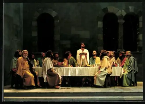 AK Oberammergau, Passionsspiele 1984, Christus beim Abendmahl