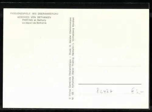 AK Oberammergau, Passionsspiele 1970, Abschied von Bethanien