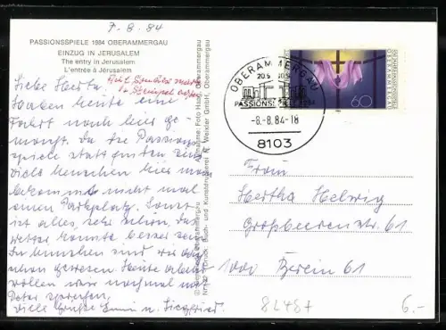 AK Oberammergau, Passionsspiele 1984, Einzug in Jerusalem