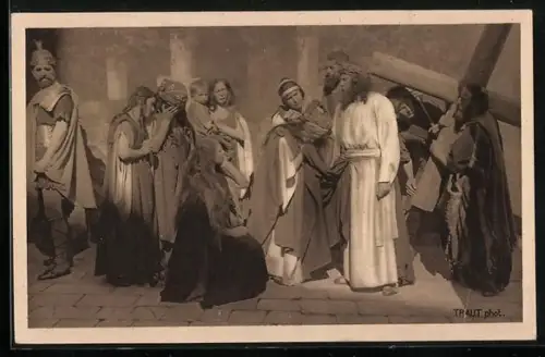 AK Passionsspiele Oberammergau 1922, Szene aus dem Kreuzweg
