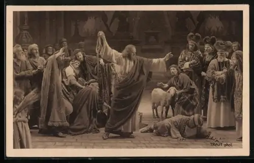 AK Passionsspiele Oberammergau 1922, Vertreibung der Händler