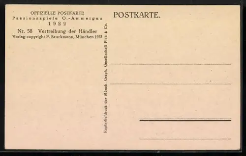 AK Passionsspiele Oberammergau 1922, Vertreibung der Händler