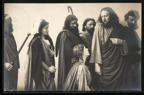 AK Oberammergau, Passionsspiele 1910, Jesu Gang nach Jerusalem, Karte Nr. 6