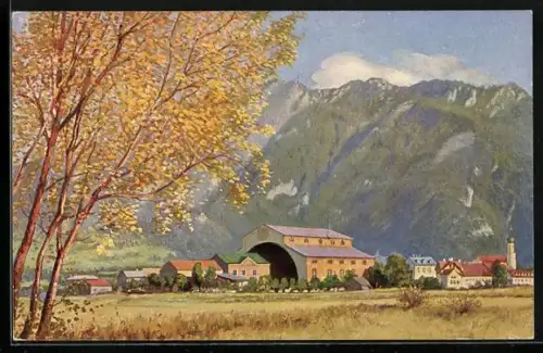Künstler-AK Oberammergau, die Passionsspielhalle