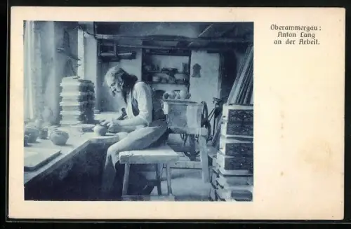 AK Darsteller Anton Lang an der Arbeit bei den Passionsspielen