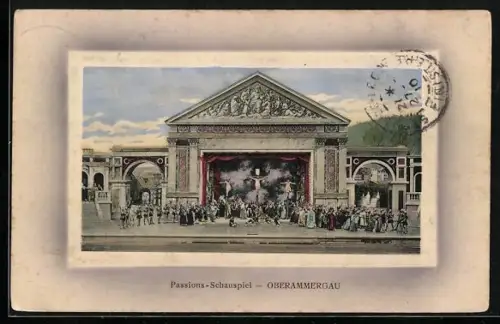 AK Oberammergau, Passionsschauspiel, Blick auf die Bühne