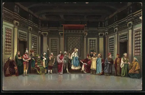 AK Oberammergau, Christus vor Kaiphas