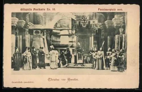 AK Oberammergau, Passionsspiele 1900, Christus vor Herodes