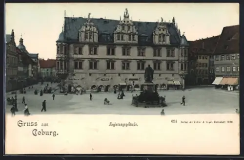 AK Coburg, Regierungsgebäude, Platzansicht