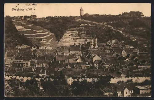 AK Freyburg a. U., Ortsansicht aus der Vogelschau