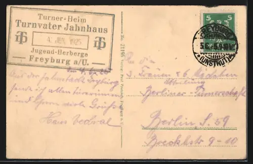 AK Freyburg a. U., Ortsansicht aus der Vogelschau