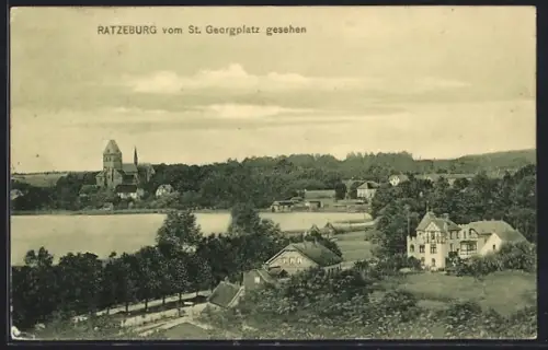 AK Ratzeburg, Blick vom St. Georgplatz auf den Ort