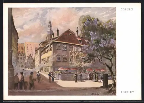 Künstler-AK Coburg, Hotel Loreley