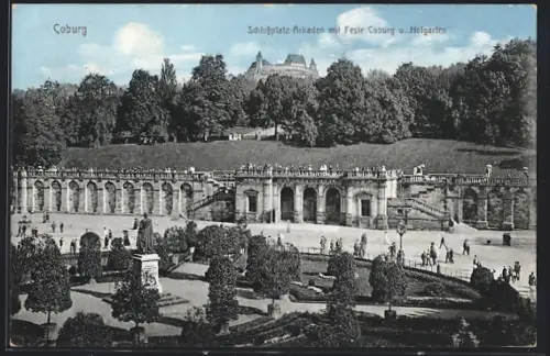 AK Coburg, Schlossplatz-Arkaden, Feste Coburg, Hofgarten