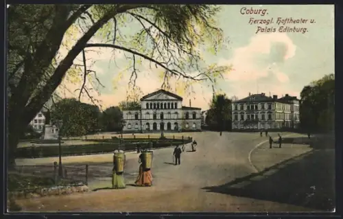 AK Coburg, Herzogl. Hoftheater, Palais Edinburg
