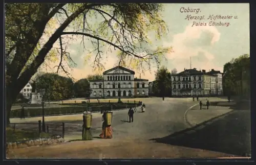 AK Coburg, Herzogl. Hoftheater und Palais Edinburgh