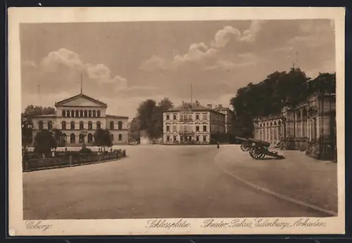 AK Coburg, Schlossplatz, Theater, Palais Edinburg, Arkaden, Panorama