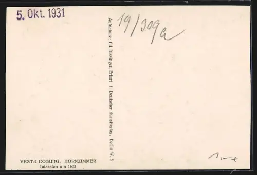 AK Veste Coburg, Hornzimmer, Intarsien um 1632