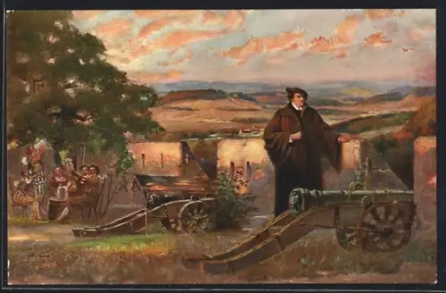 Künstler-AK Coburg, Luther auf der Festung, Festungsbaufond