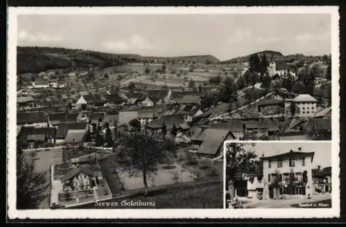 AK Seewen /Solothurn, Gasthof zum Rössli, Teilansicht mit Kirche