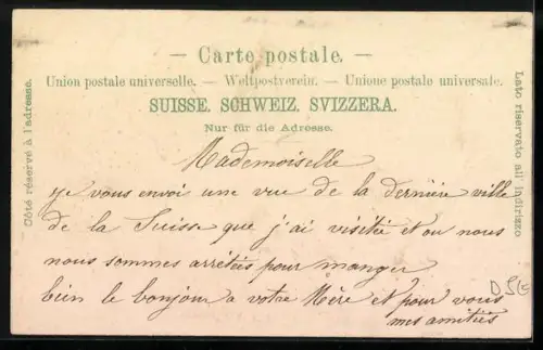 Passepartout-Lithographie Schaffhausen, Munoth im Weinblatt-Passepartout