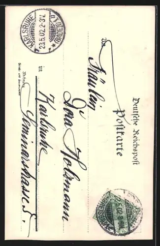 Lithographie Freiburg / Breisgau, Martins-Tor mit Strassenbahn