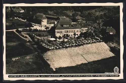 Foto-AK Walter Hahn, Dresden, Nr. 9720: Meissen / Elbe, Gasthaus Weinschank Stadtparkhöhe v. Gebhardt