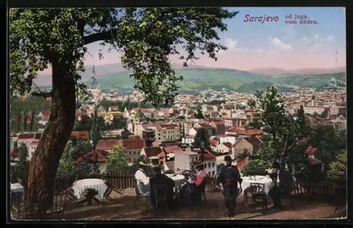 AK Sarajewo, Ortsansicht von Süden aus, od juga