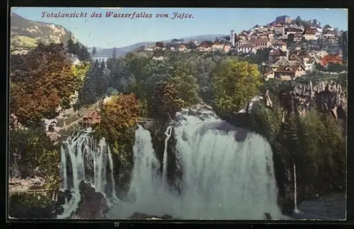 AK Jajce, Ansicht des Wasserfalles von Jajce