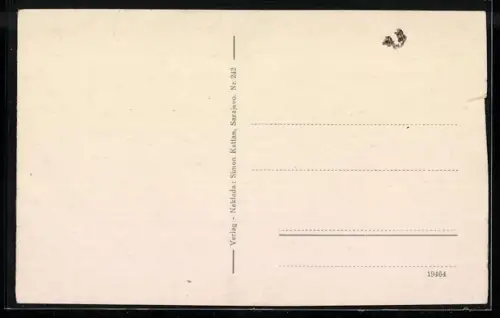 AK Mostar, Ortsansicht mit Bergmassiv im Hintergrund