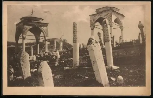 AK Sarajevo, Grabsteine auf einem Friedhof