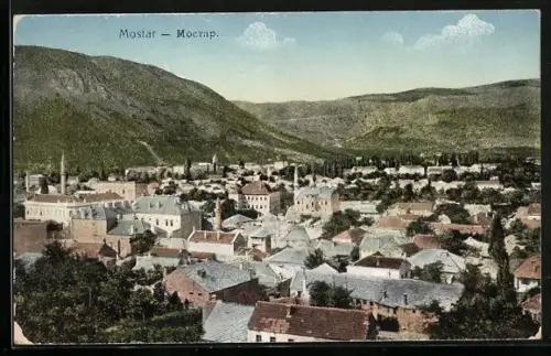 AK Mostar, Ortsansicht aus der Vogelschau