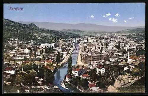 AK Sarajewo, Teilansicht mit Fluss