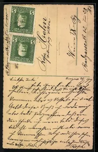 AK Jajce, Ortsansicht mit Wasserfall