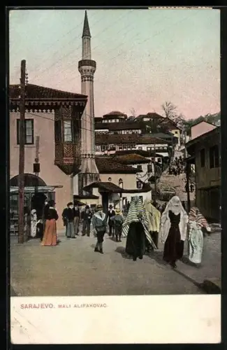 AK Sarajewo, Mali Alifakovac, Strassenpartie mit Minarett
