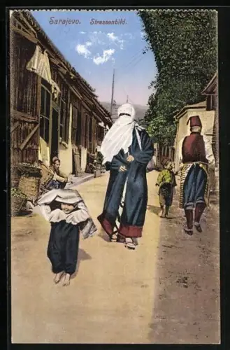 AK Sarajewo, Strassenpartie mit verschleierter Muslimin