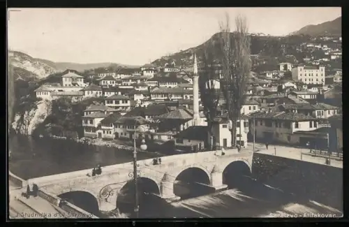 AK Sarajevo-Altfakovac, Ortsansicht mit Brücke