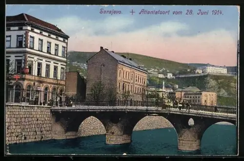 AK Sarajevo, Attentatsort vom 28. Juni 1914