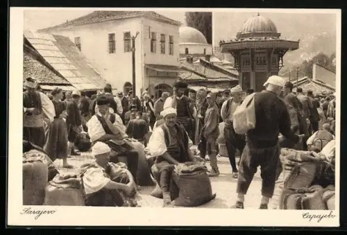 AK Sarajevo, Strassenpartie mit Händlern
