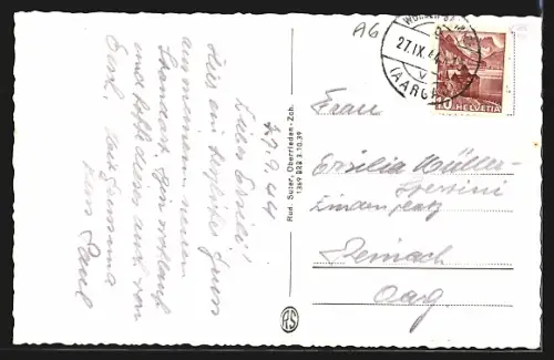 AK Wohlen /AG, Strassenpartie mit Abzweig aus der Vogelschau