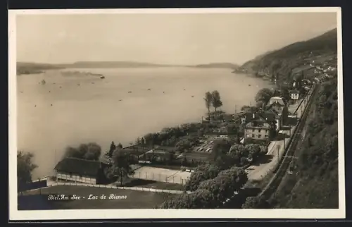 AK Biel, Ortspartie am Ufer des Bielersees