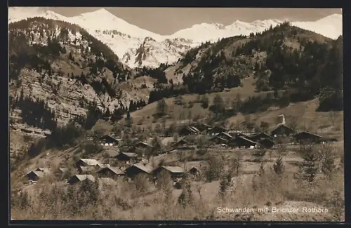 AK Schwanden bei Brienz, Totalansicht mit Brienzer Rothorn