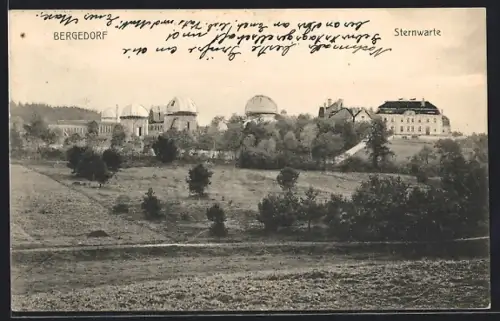 AK Hamburg-Bergedorf, Ortspartie mit Sternwarte
