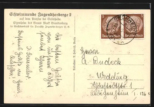 AK Grünheide / Mark, Hausboot Schwimmende Jugendherberge auf dem Peetzsee