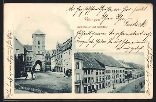 AK Villingen / Baden, Riethstrasse und Riethtor