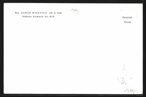 AK Ulm / Donau, Ulmer Münster, höchster Kirchturm der Welt